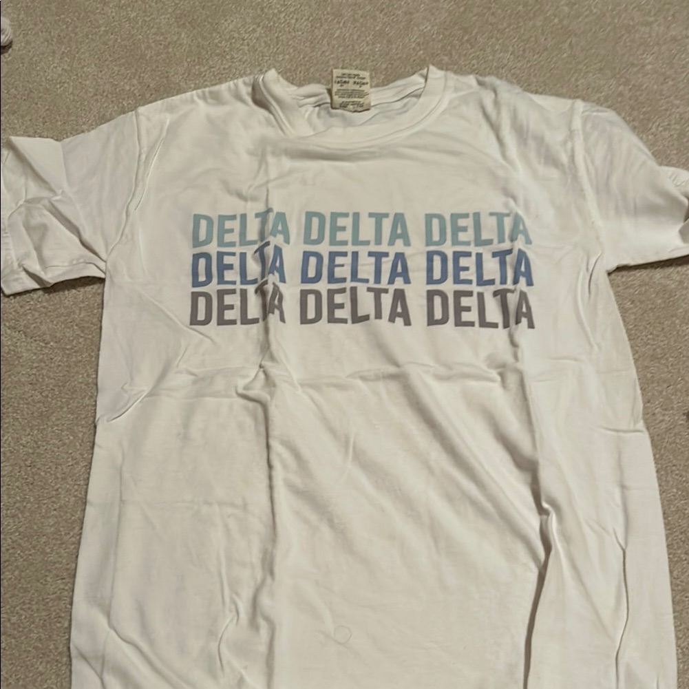 Delta Delta Delta White And Blue Shirt Sorority